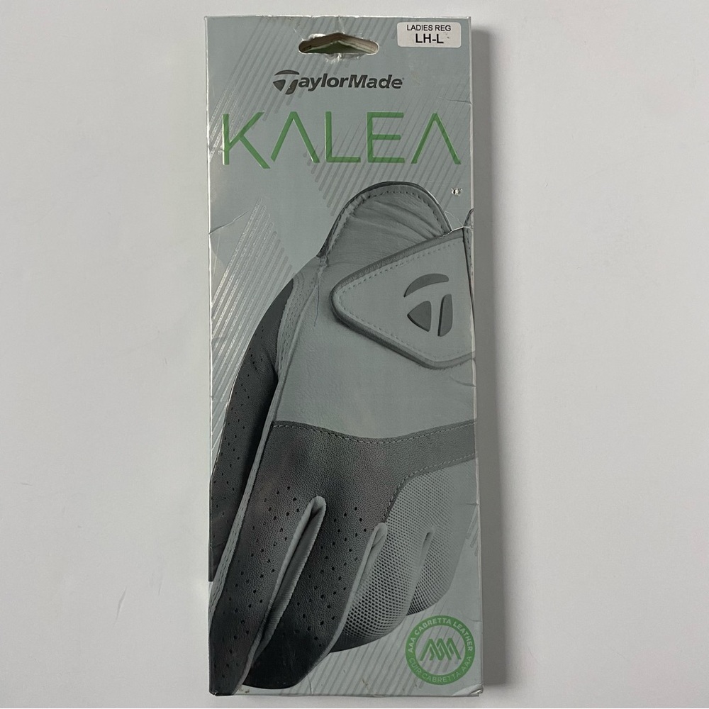 TaylorMade Kalea Golf Glove New NWT Women’s LH Large White Gray Leather Palm
